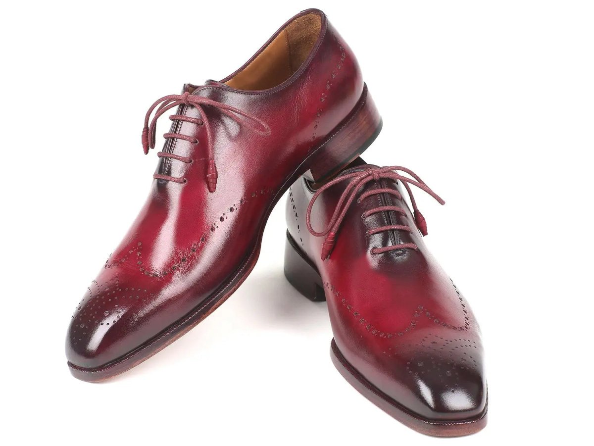 Paul Parkman Men's Burnished Wingtip Oxfords in Bordeaux