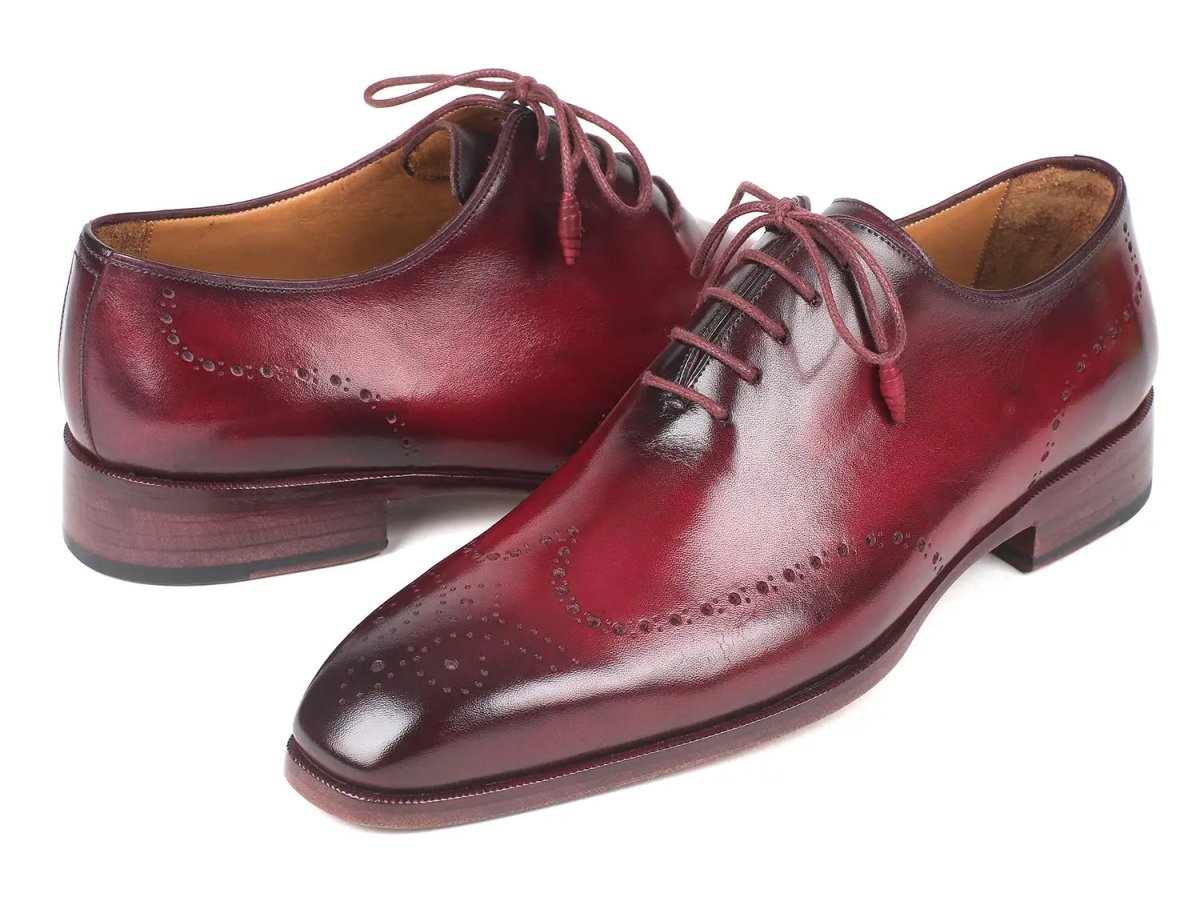 Paul Parkman Men's Burnished Wingtip Oxfords in Bordeaux