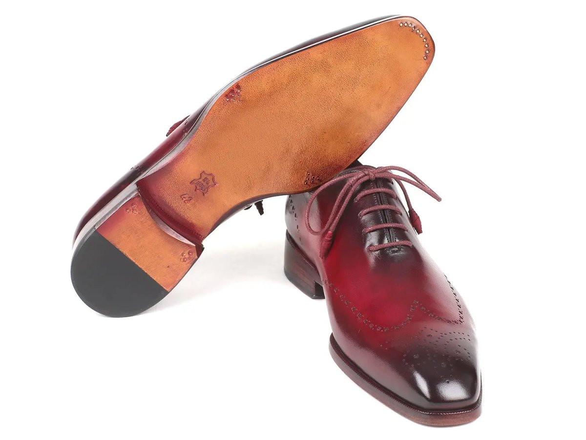 Paul Parkman Men's Burnished Wingtip Oxfords in Bordeaux