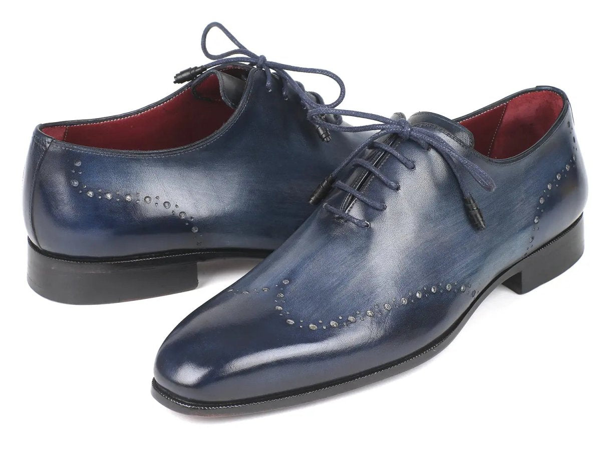 Paul Parkman Men's Burnished Wingtip Oxfords in Navy