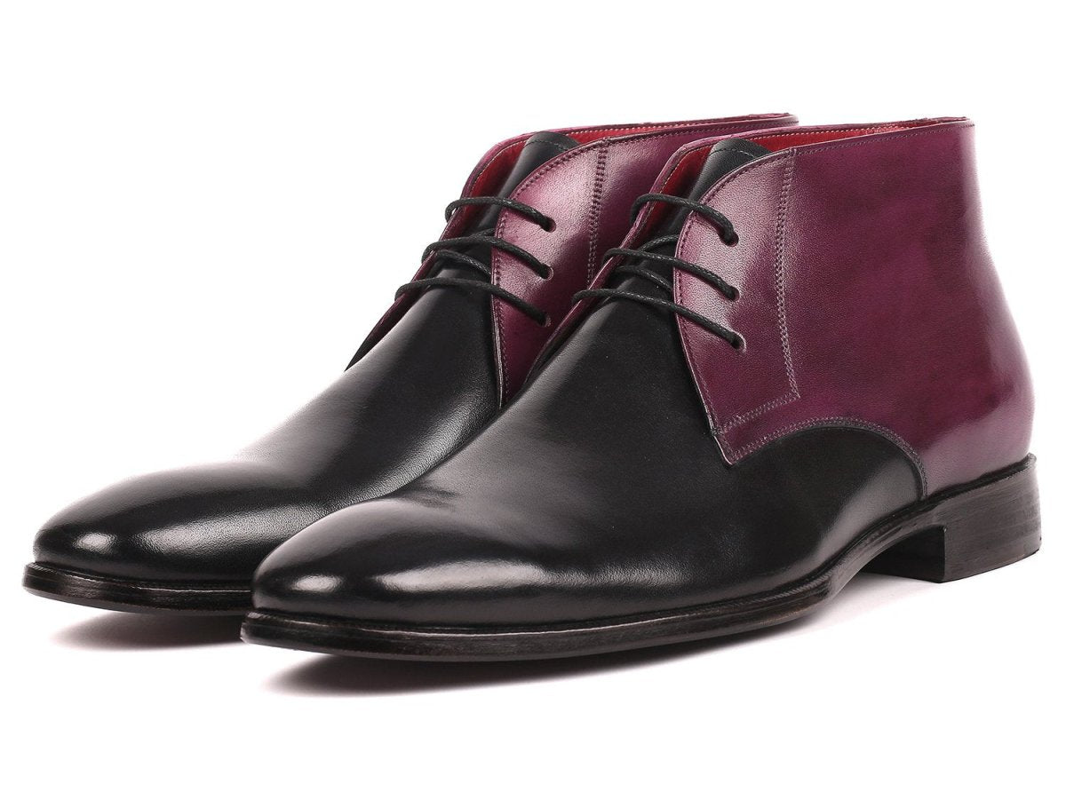 Paul Parkman Men's CalfskIn Chukka Boots in Black And Purple Shoes by Paul Parkman – Don't Panic Shoes