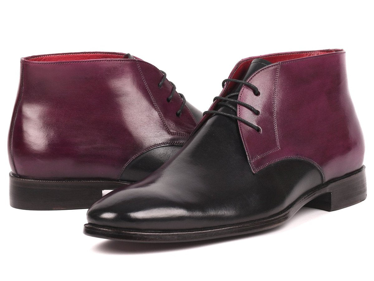 Paul Parkman Men's CalfskIn Chukka Boots in Black And Purple Shoes by Paul Parkman – Don't Panic Shoes