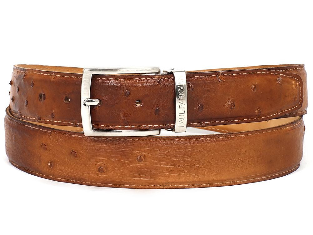 Paul Parkman Men's Camel Genuine Ostrich Belt (IDB04 CML)