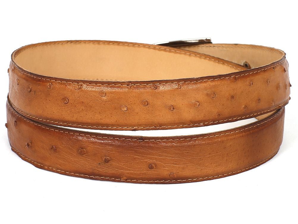 Paul Parkman Men's Camel Genuine Ostrich Belt (IDB04 CML)