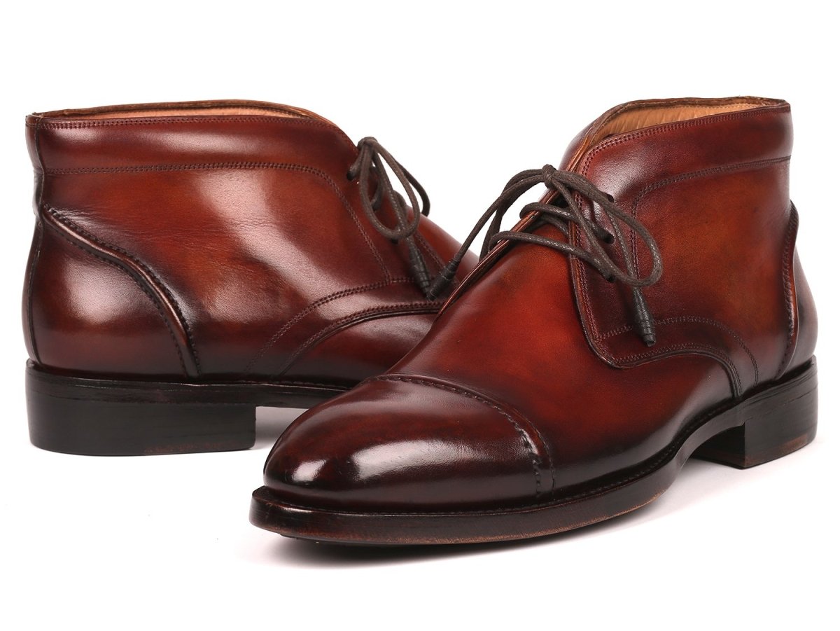 Paul Parkman Men's Cap Toe Chukka Boots Brown (ID144BRW68)