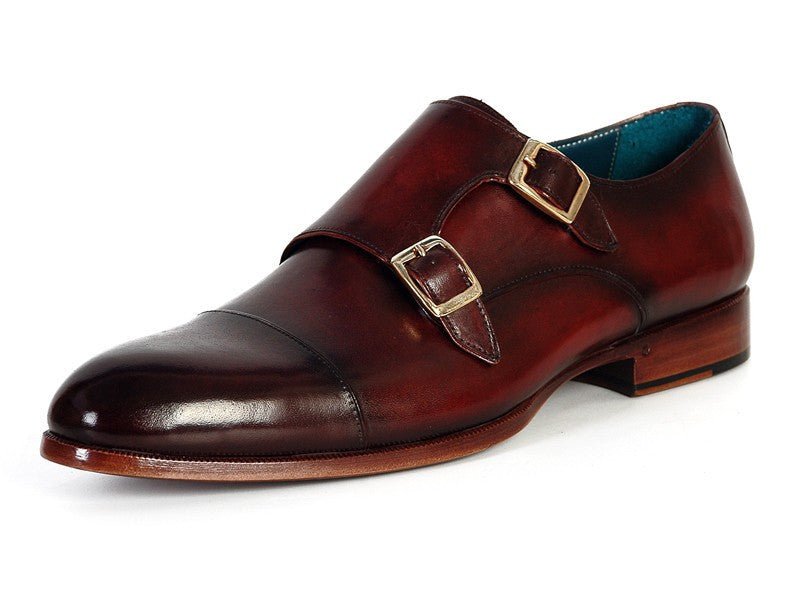Paul Parkman Men's Cap - Toe Double Monkstraps Brol Dark Brown (ID045 - BRL)