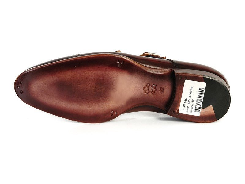 Paul Parkman Men's Cap - Toe Double Monkstraps Brol Dark Brown (ID045 - BRL)