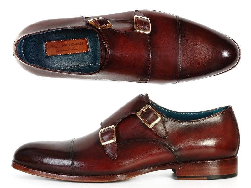 Paul Parkman Men's Cap - Toe Double Monkstraps Brol Dark Brown (ID045 - BRL)