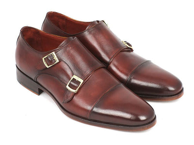 Paul Parkman Men's Cap - Toe Double Monkstraps Brown (ID0457 - BRW)