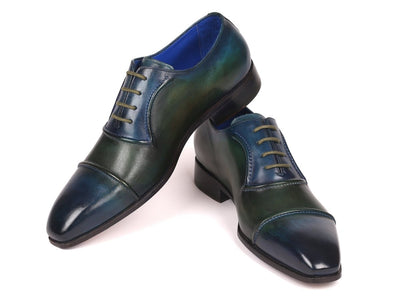 Paul Parkman Men's Cap Toe Oxfords Blue and Green (ID078 BLU GRN)