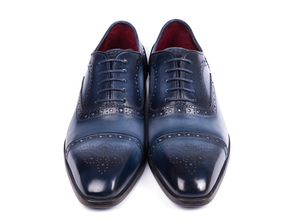 Paul Parkman Men's Cap Toe Oxfords Blue and Navy (ID024 NVYBLU)