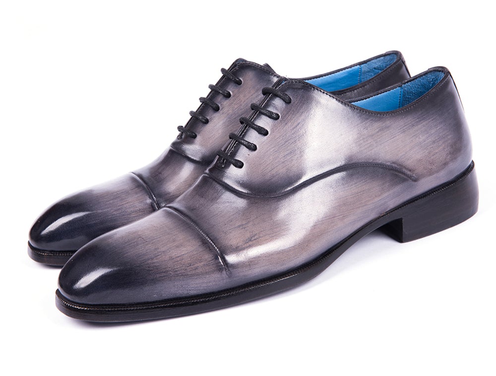 Paul Parkman Men's Cap Toe Oxfords Gray Burnished (ID1744 GRY)