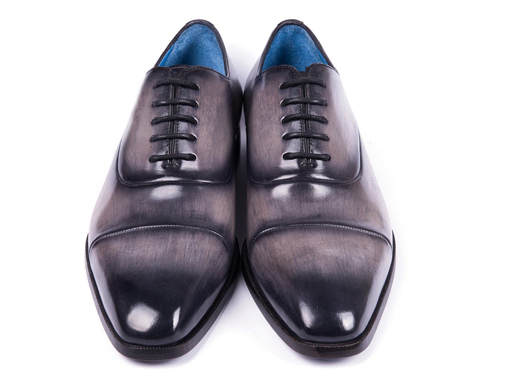 Paul Parkman Men's Cap Toe Oxfords Gray Burnished (ID1744 GRY)