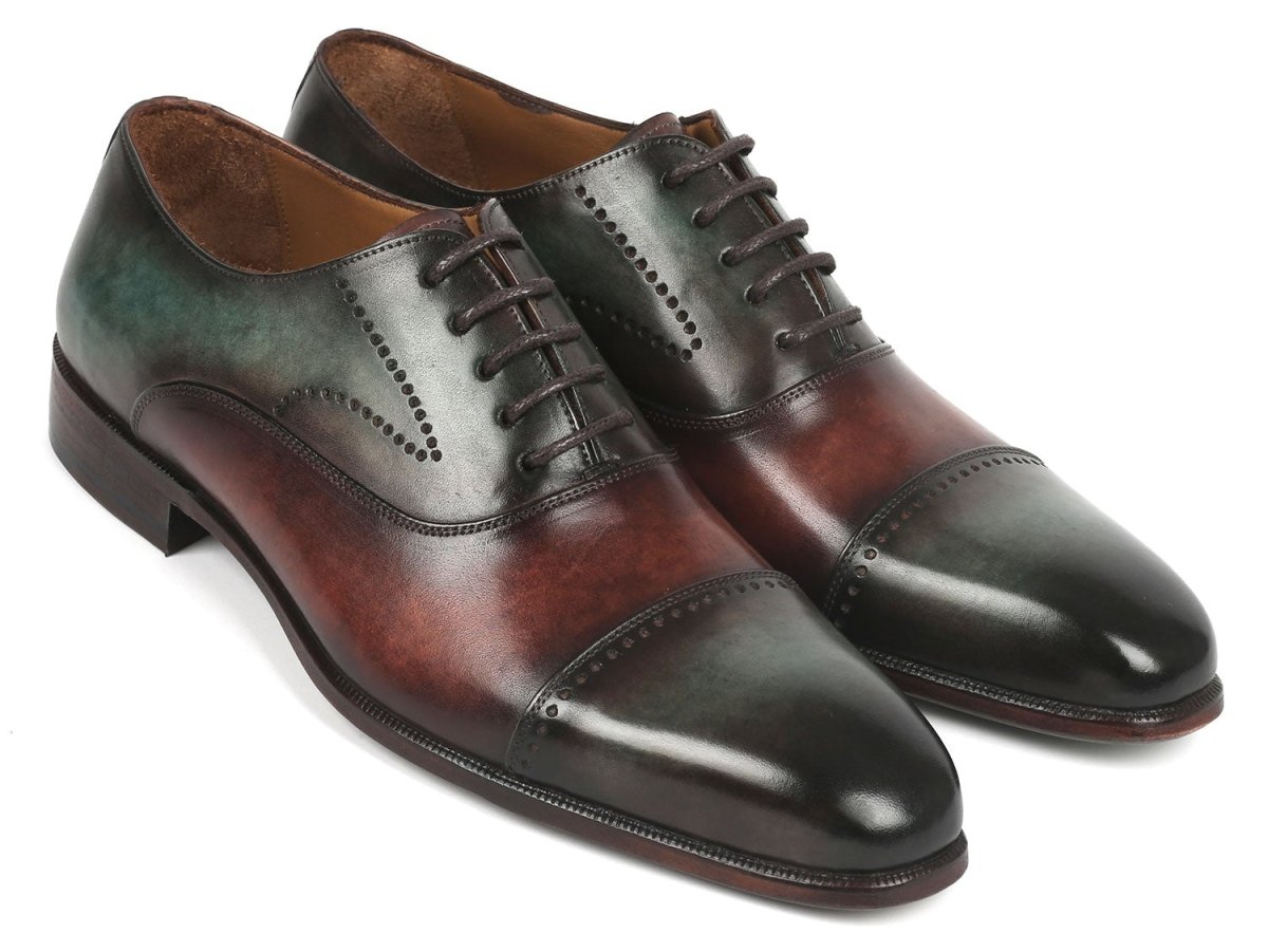 Paul Parkman Men's Cap Toe Oxfords Green And Brown (Id314 - Grnbrw) by Paul Parkman – Don't Panic Shoes