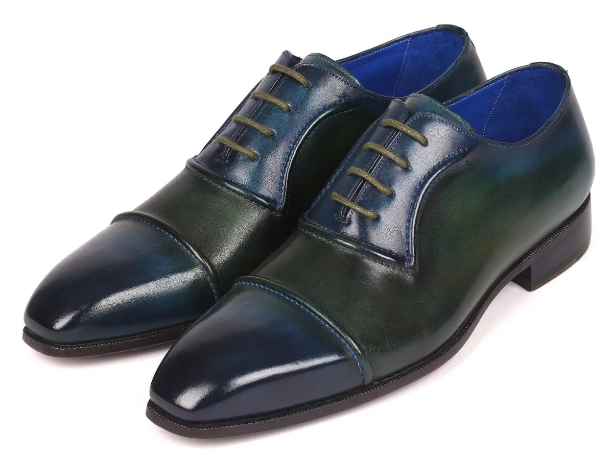 Paul Parkman Men's Cap Toe Oxfords in Blue and Green