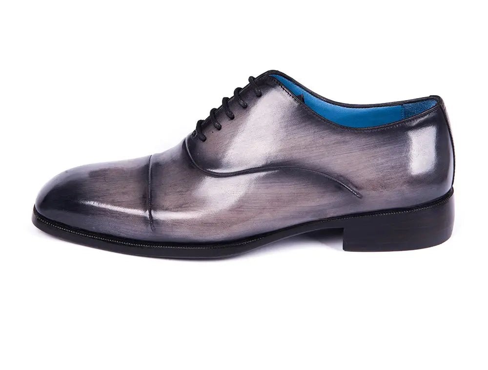 Paul Parkman Men's Cap Toe Oxfords in Gray Burnished
