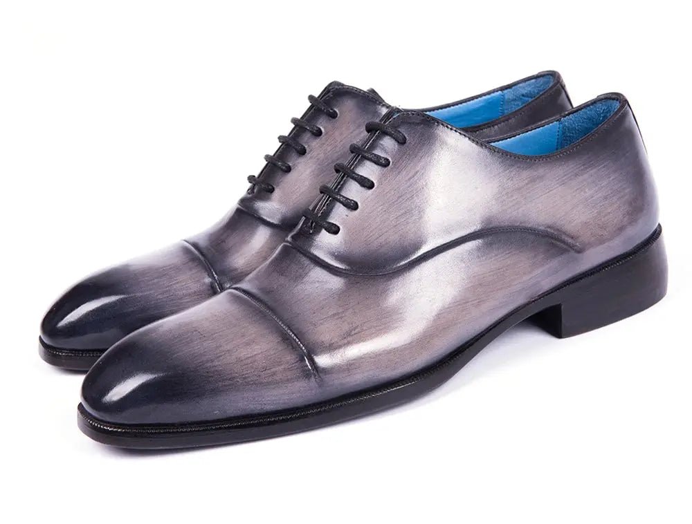Paul Parkman Men's Cap Toe Oxfords in Gray Burnished