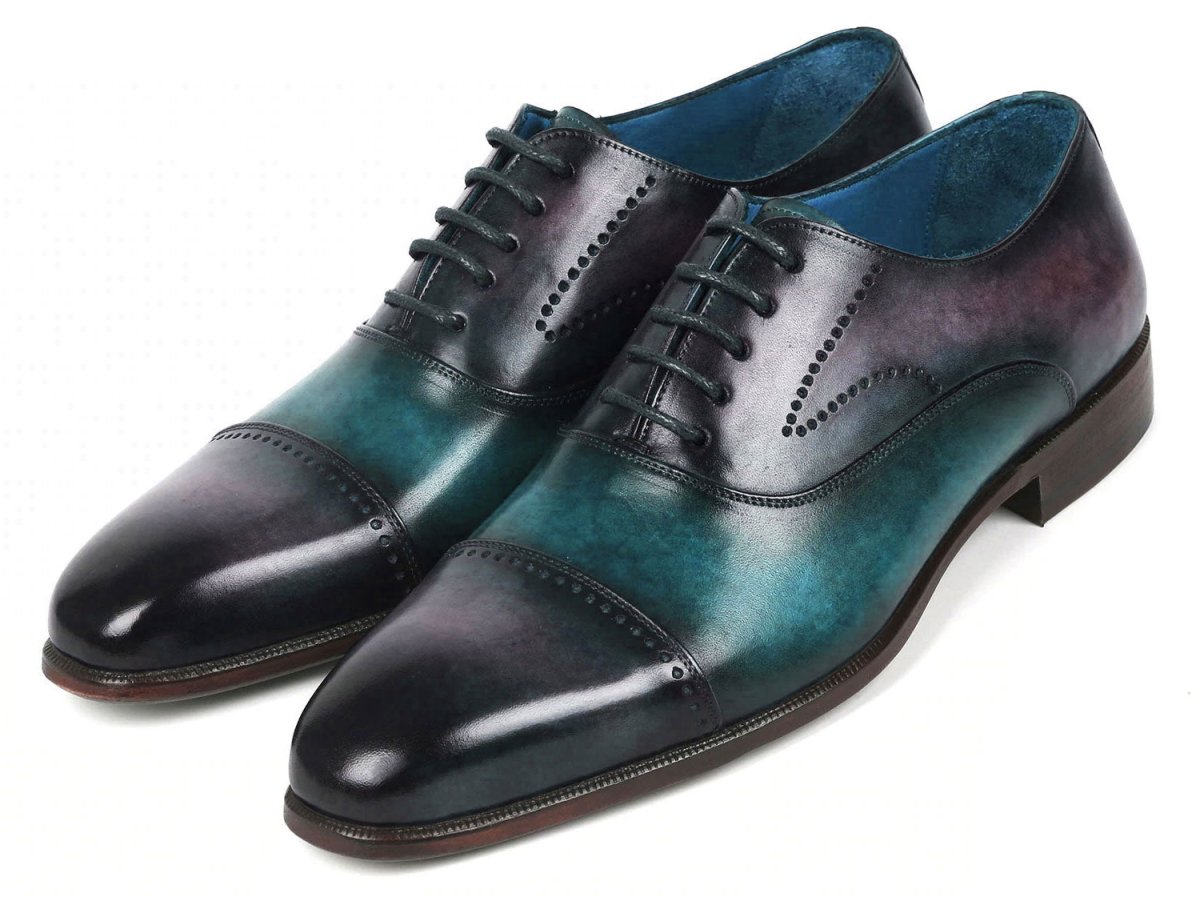 Paul Parkman Men's Cap Toe Oxfords Purple and Turquoise (ID314 PRPTRQ)