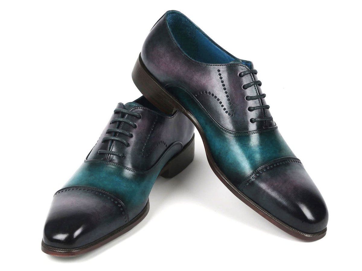 Paul Parkman Men's Cap Toe Oxfords Purple and Turquoise (ID314 PRPTRQ)