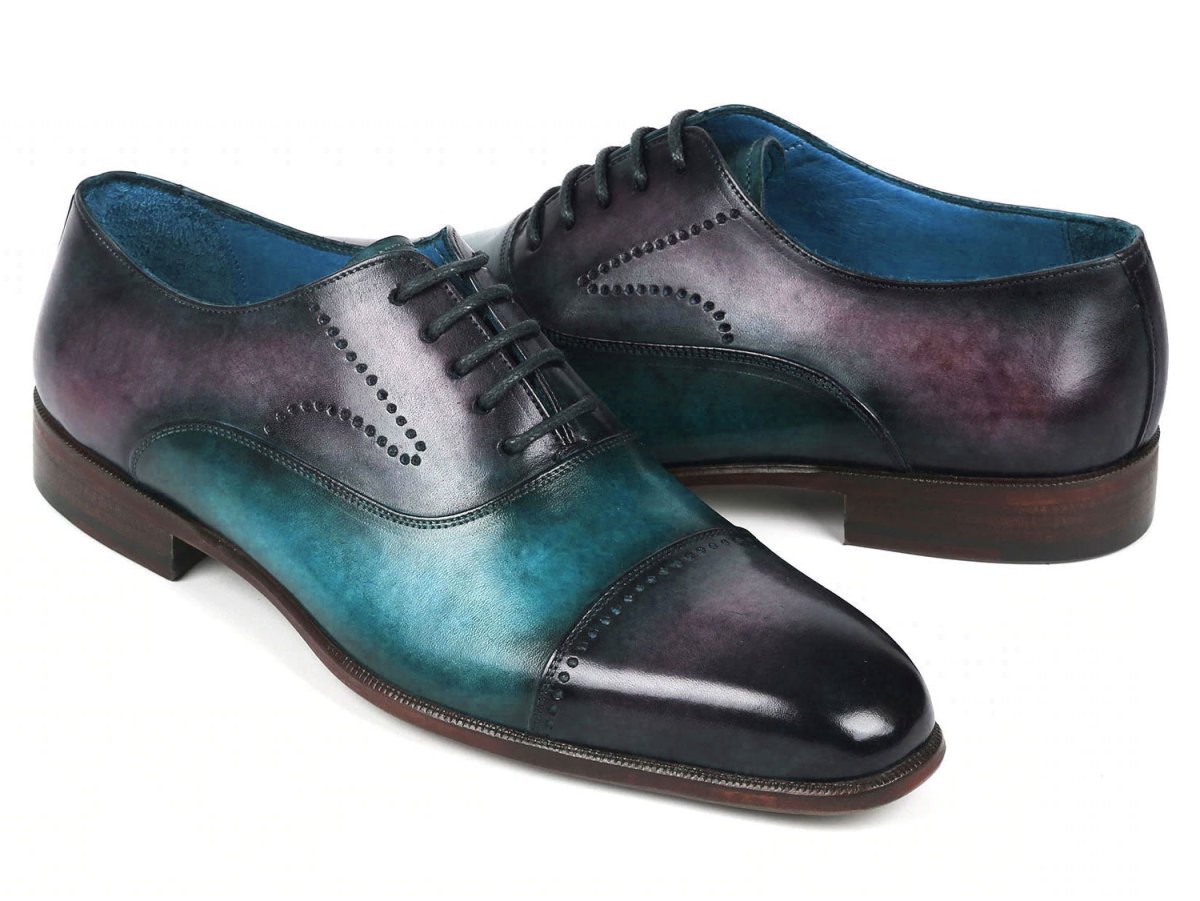 Paul Parkman Men's Cap Toe Oxfords Purple and Turquoise (ID314 PRPTRQ)