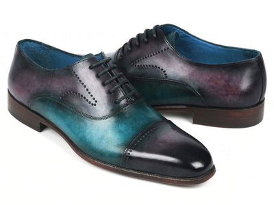 Paul Parkman Men's Cap Toe Oxfords Purple and Turquoise (ID314 PRPTRQ)