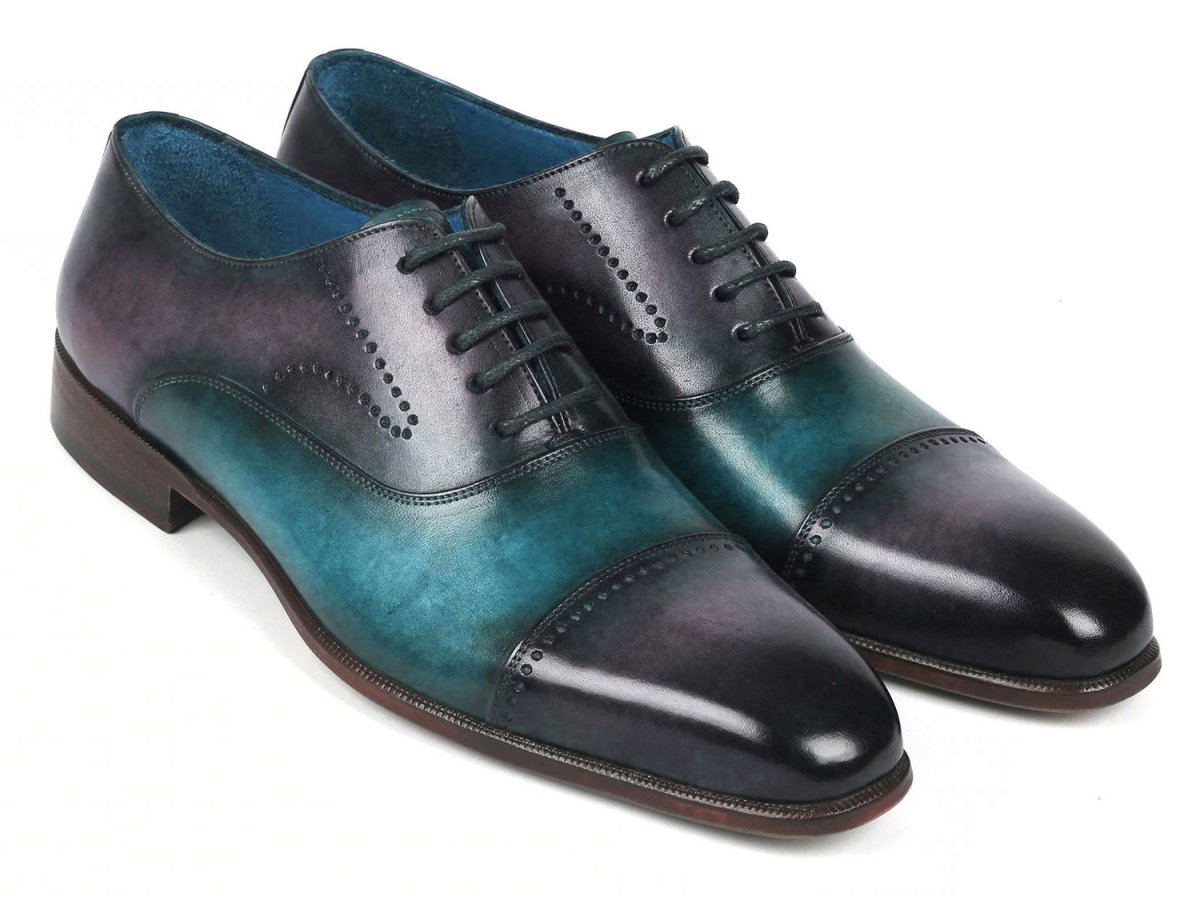 Paul Parkman Men's Cap Toe Oxfords Purple and Turquoise (ID314 PRPTRQ)