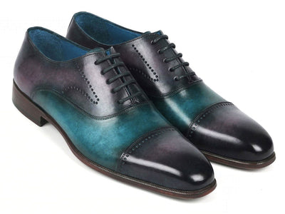 Paul Parkman Men's Cap Toe Oxfords Purple and Turquoise (ID314 PRPTRQ)