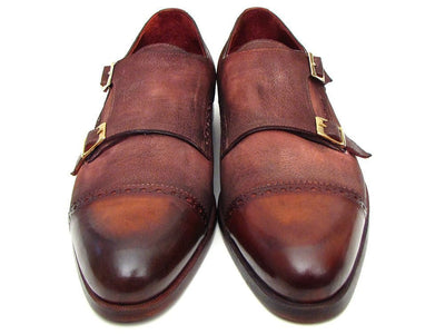 Paul Parkman Men's Captoe Double Monkstrap Antique Brown Suede (ID045BT11)