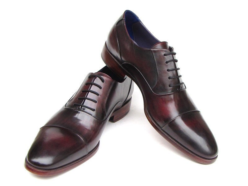 Paul Parkman Men's Captoe Oxfords Black Purple Shoes (ID074 - RP - BLK)