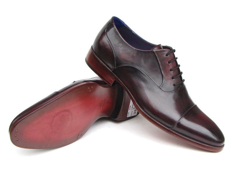 Paul Parkman Men's Captoe Oxfords Black Purple Shoes (ID074 - RP - BLK)