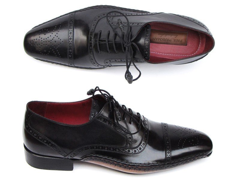 Paul Parkman Men's Captoe Oxfords Black Shoes (ID5032 - BLK)