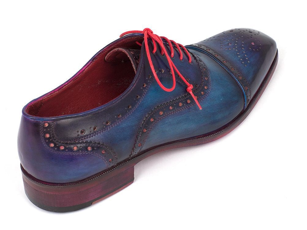 Paul Parkman Men's Captoe Oxfords Blue and Parliament (ID024 - PARL)