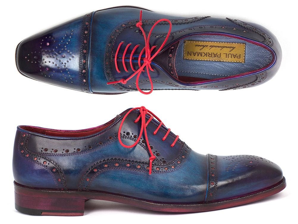 Paul Parkman Men's Captoe Oxfords Blue and Parliament (ID024 - PARL)