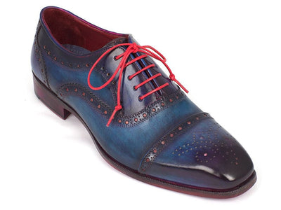 Paul Parkman Men's Captoe Oxfords Blue and Parliament (ID024 - PARL)