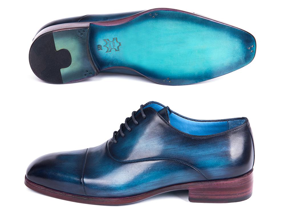 Paul Parkman Men's Captoe Oxfords Blue and Turquoise (ID1744 - BTQ)