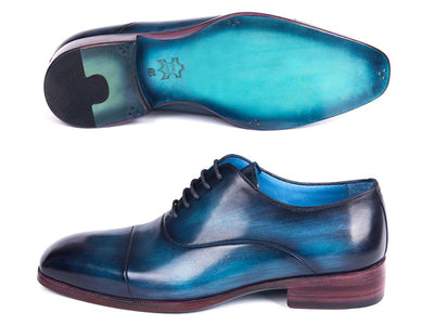 Paul Parkman Men's Captoe Oxfords Blue and Turquoise (ID1744 - BTQ)