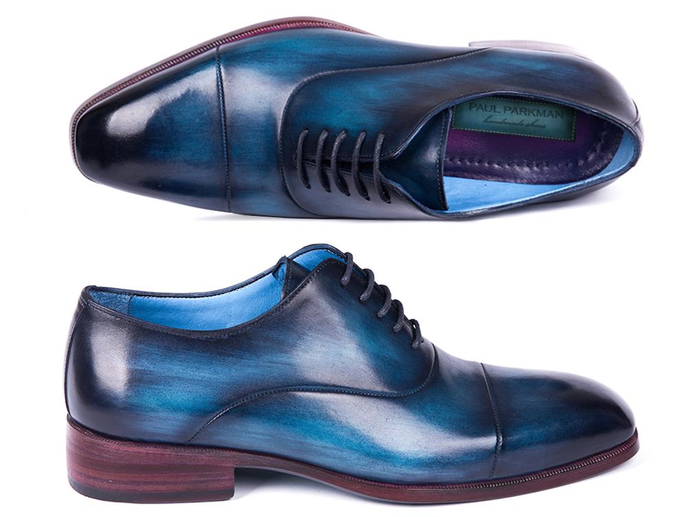 Paul Parkman Men's Captoe Oxfords Blue and Turquoise (ID1744 - BTQ)