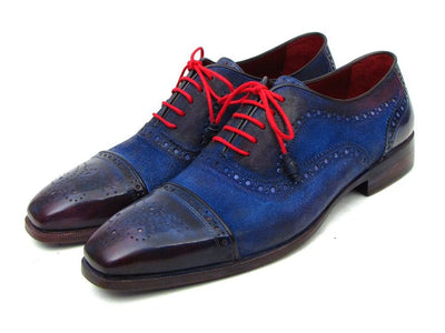 Paul Parkman Men's Captoe Oxfords Blue Suede (ID024 - BLUSD)