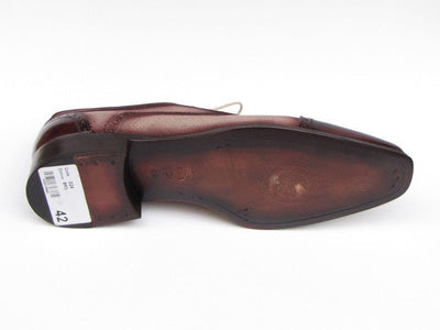 Paul Parkman Men's Captoe Oxfords - Bordeaux / Beige Hand - Painted Suede Upper and Leather Sole (ID024 - BRR)