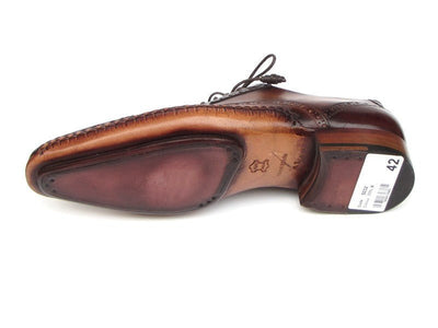 Paul Parkman Men's Captoe Oxfords Brown Hand Painted Shoes (ID5032 - BRW)