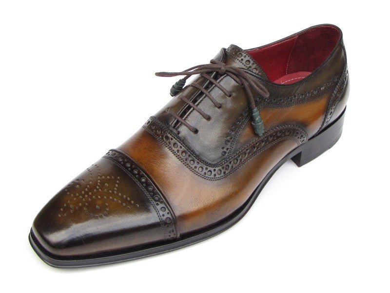 Paul Parkman Men's Captoe Oxfords Camel and Olive Shoes (ID024 - OLV)