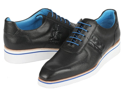 Paul Parkman Men's Casual Shoes Black Floater Leather (ID192 BLK)