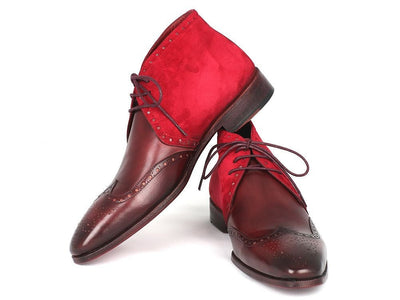 Paul Parkman Men's Chukka Boots Bordeaux Suede and Leather (IDCK51 - BRD)