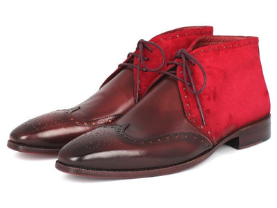 Paul Parkman Men's Chukka Boots Bordeaux Suede and Leather (IDCK51 - BRD)