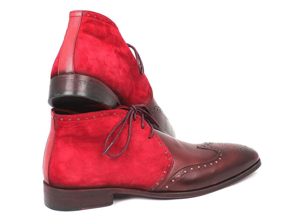 Paul Parkman Men's Chukka Boots Bordeaux Suede and Leather (IDCK51 - BRD)