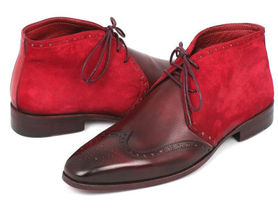 Paul Parkman Men's Chukka Boots Bordeaux Suede and Leather (IDCK51 - BRD)