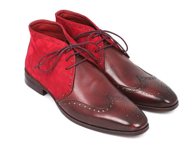 Paul Parkman Men's Chukka Boots Bordeaux Suede and Leather (IDCK51 - BRD)