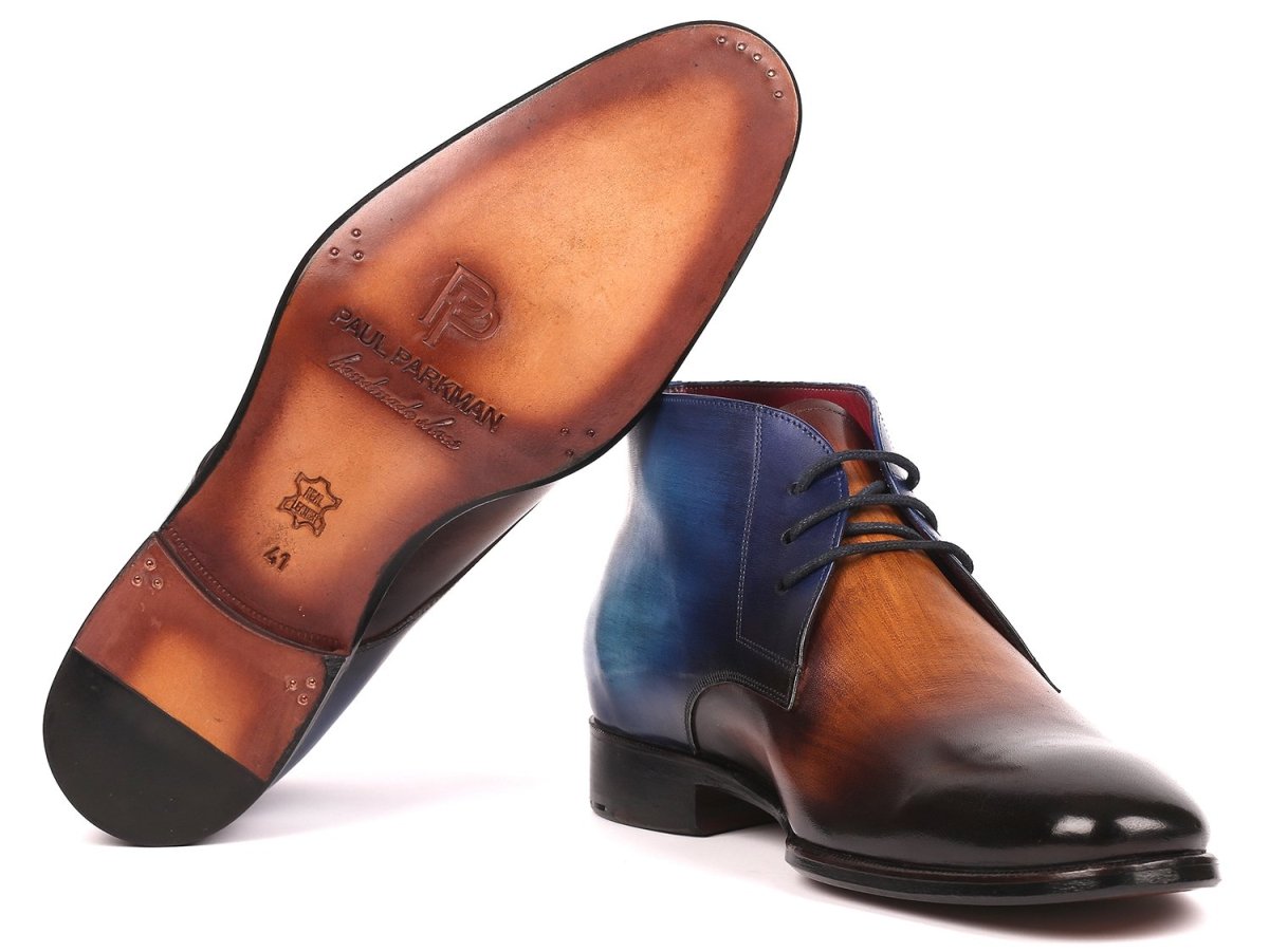Paul Parkman Men's Chukka Boots Brown and Blue (IDCK67L6)