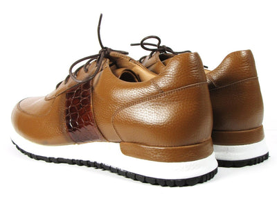 Paul Parkman Men's Cognac Floater Leather Sneakers (IDLP206CGN)