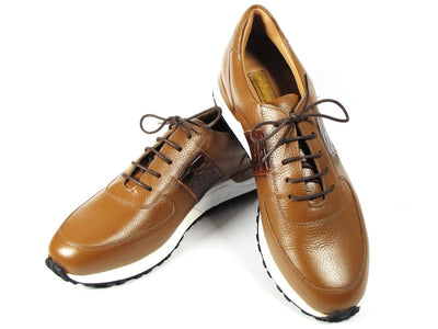Paul Parkman Men's Cognac Floater Leather Sneakers (IDLP206CGN)